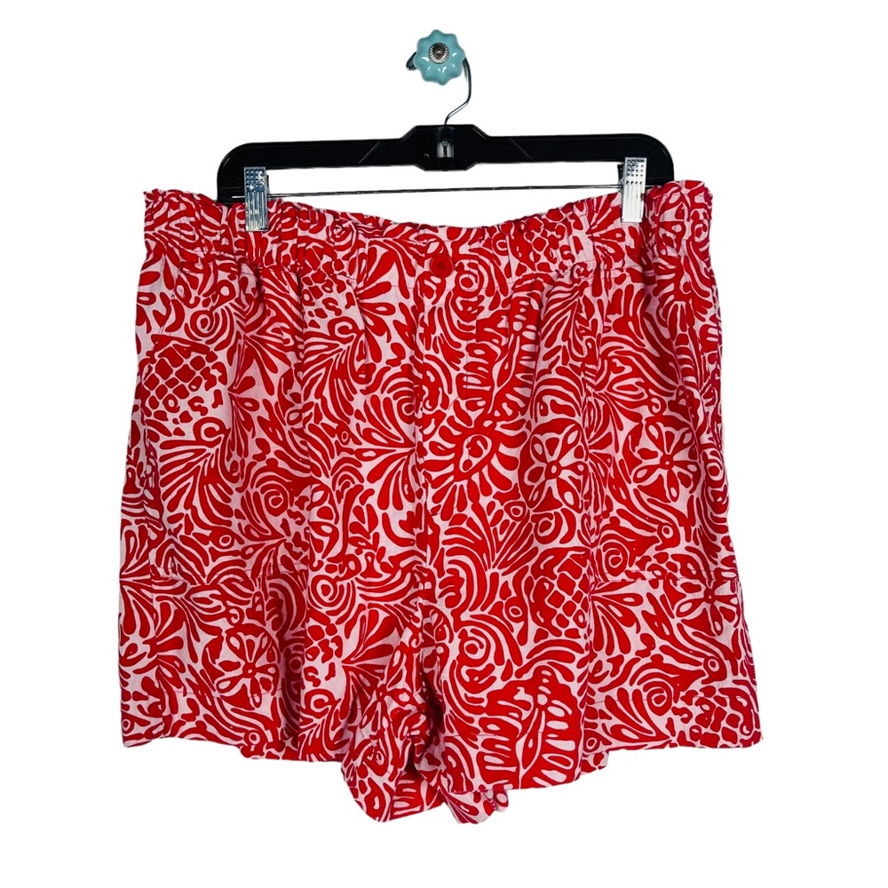 LOFT outlet linen blend pull on high rise shorts red print woman's size XL NWT